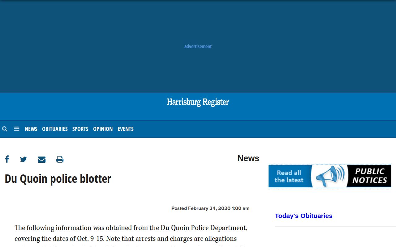 Perry County Du Quoin police blotter source