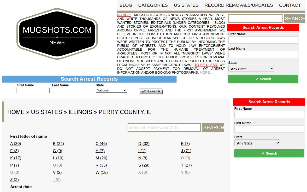 Perry County historical third-party mugshot index metadata