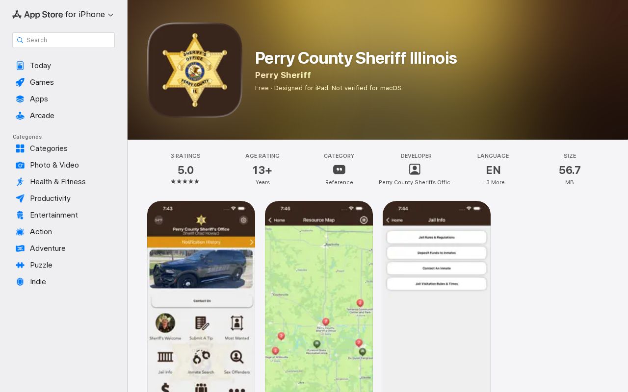 Perry County Sheriff Illinois app public-safety record listing