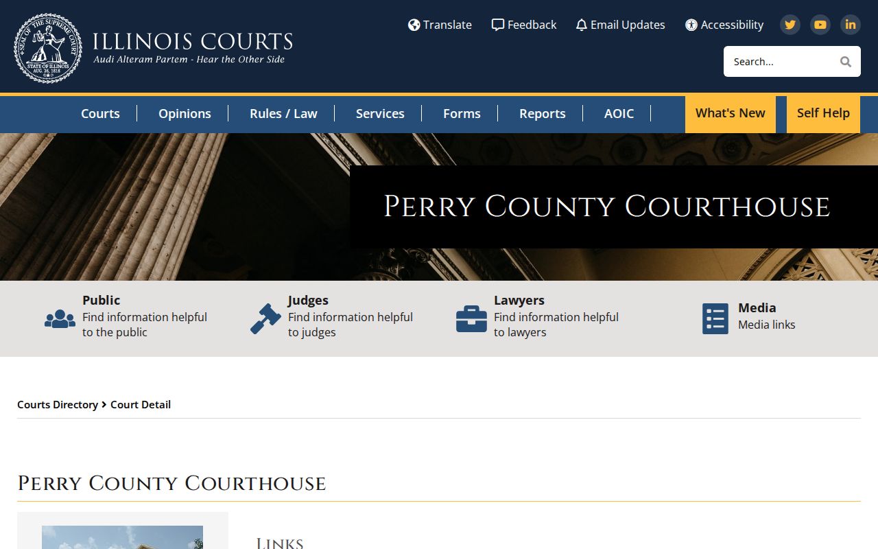 Perry County courthouse directory and official warrant-check route